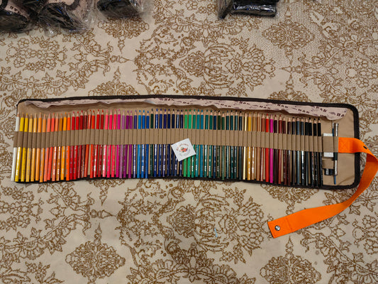 Professional Wooden Art 72 Watercolor Colored Pencils Setالوان خشبية مائية احترافية 72 قلم في محفظة جلدية مع الأدوات