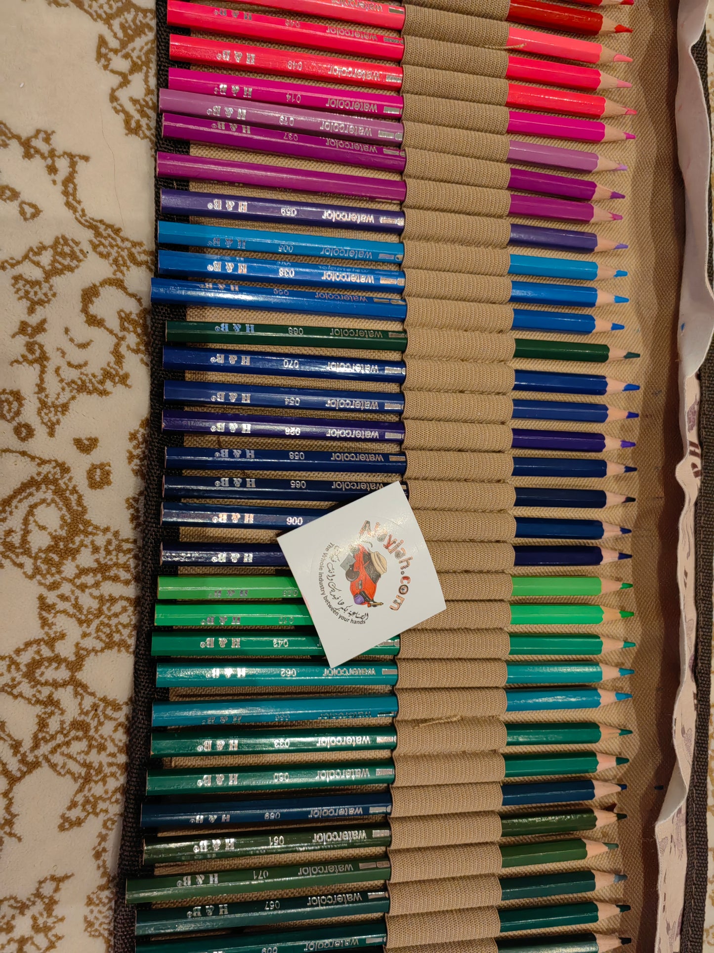 Professional Wooden Art 72 Watercolor Colored Pencils Setالوان خشبية مائية احترافية 72 قلم في محفظة جلدية مع الأدوات