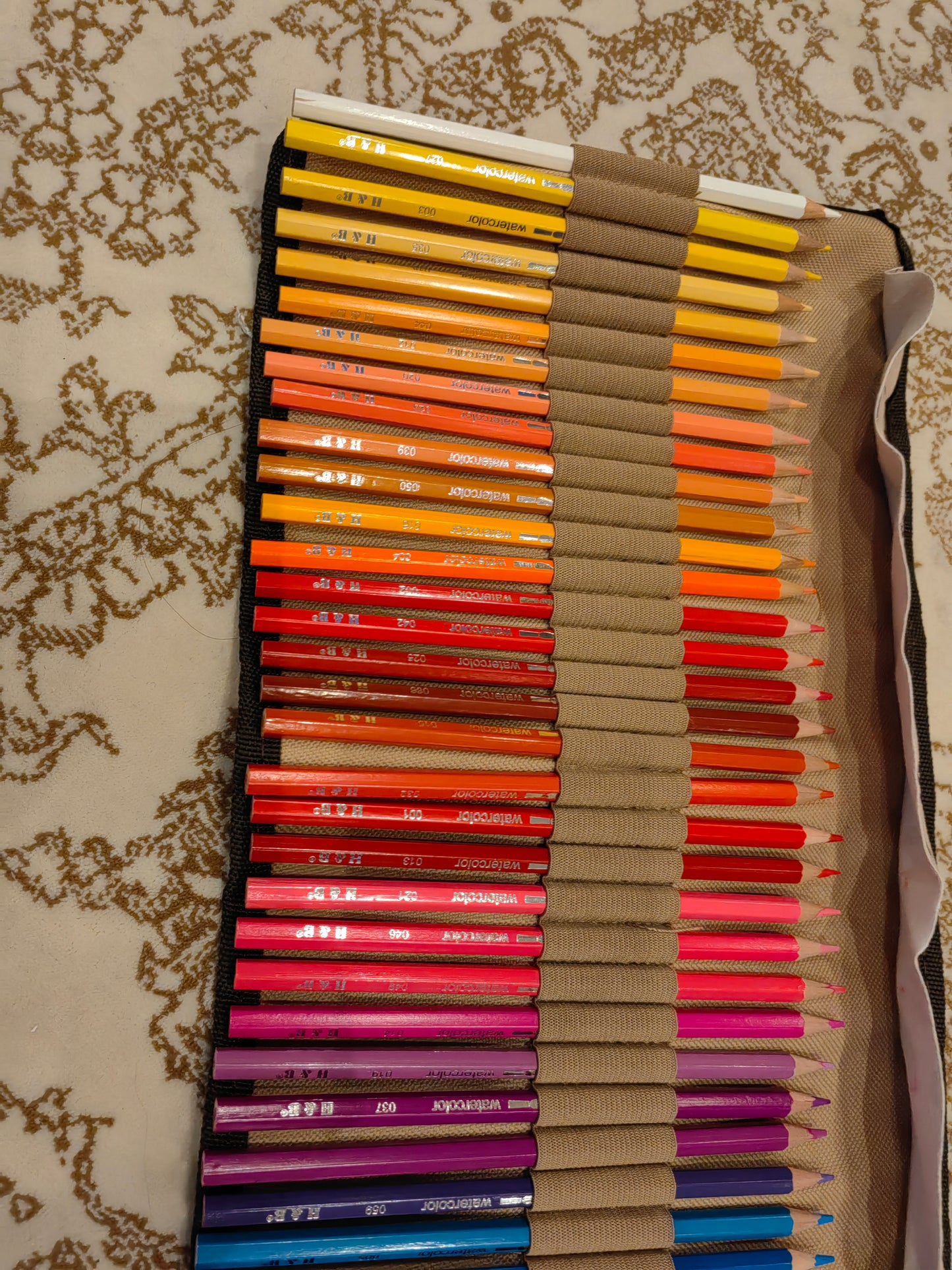 Professional Wooden Art 72 Watercolor Colored Pencils Setالوان خشبية مائية احترافية 72 قلم في محفظة جلدية مع الأدوات