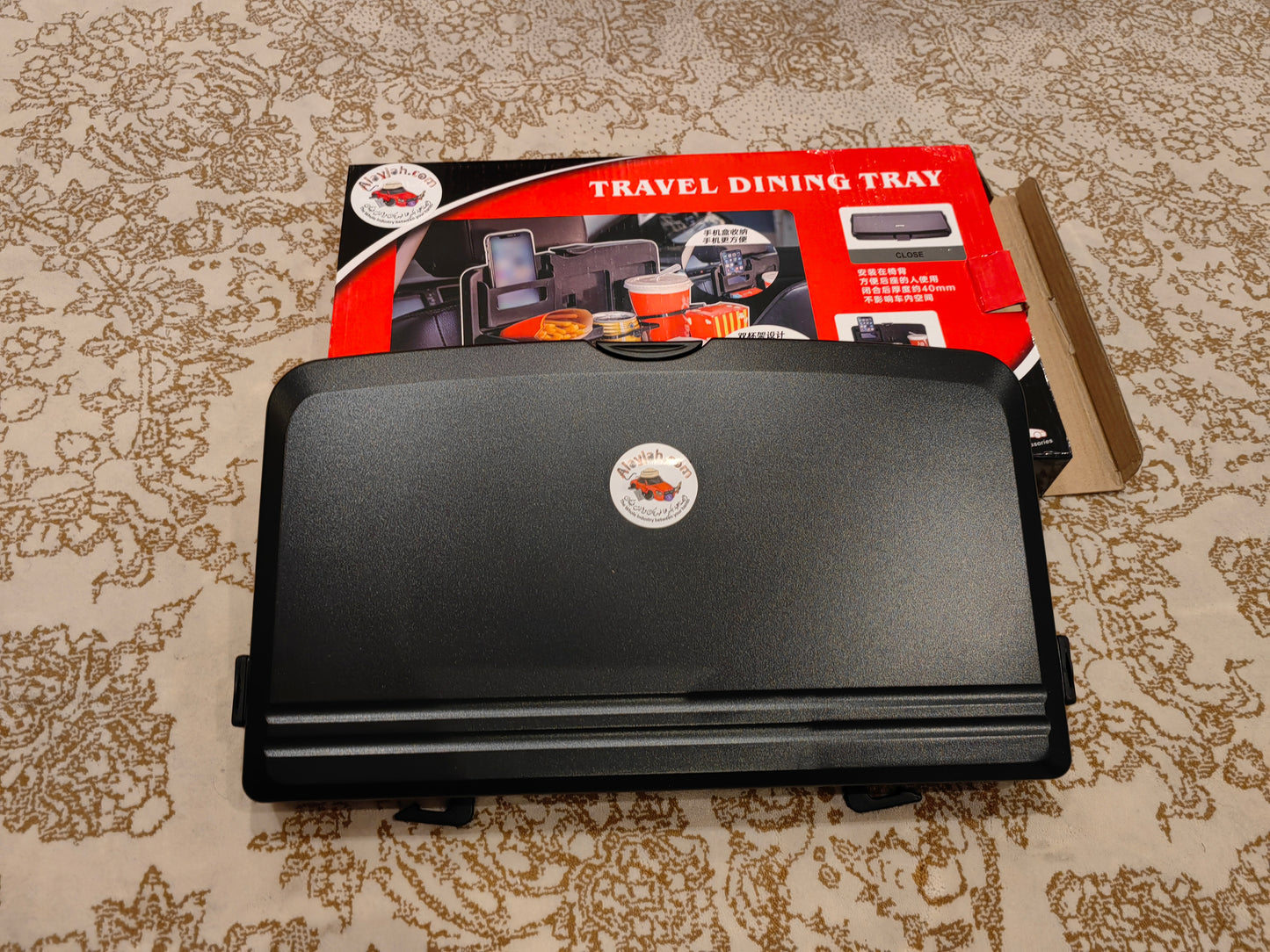 Portable Multifunctional Car Tray – Laptop & Food Tray Table for Travel, Work, and Car Interior Organization صينية سيارة متعددة الوظائف محمولة – طاولة لابتوب وطعام للسفر والعمل وتنظيم داخل السيارة