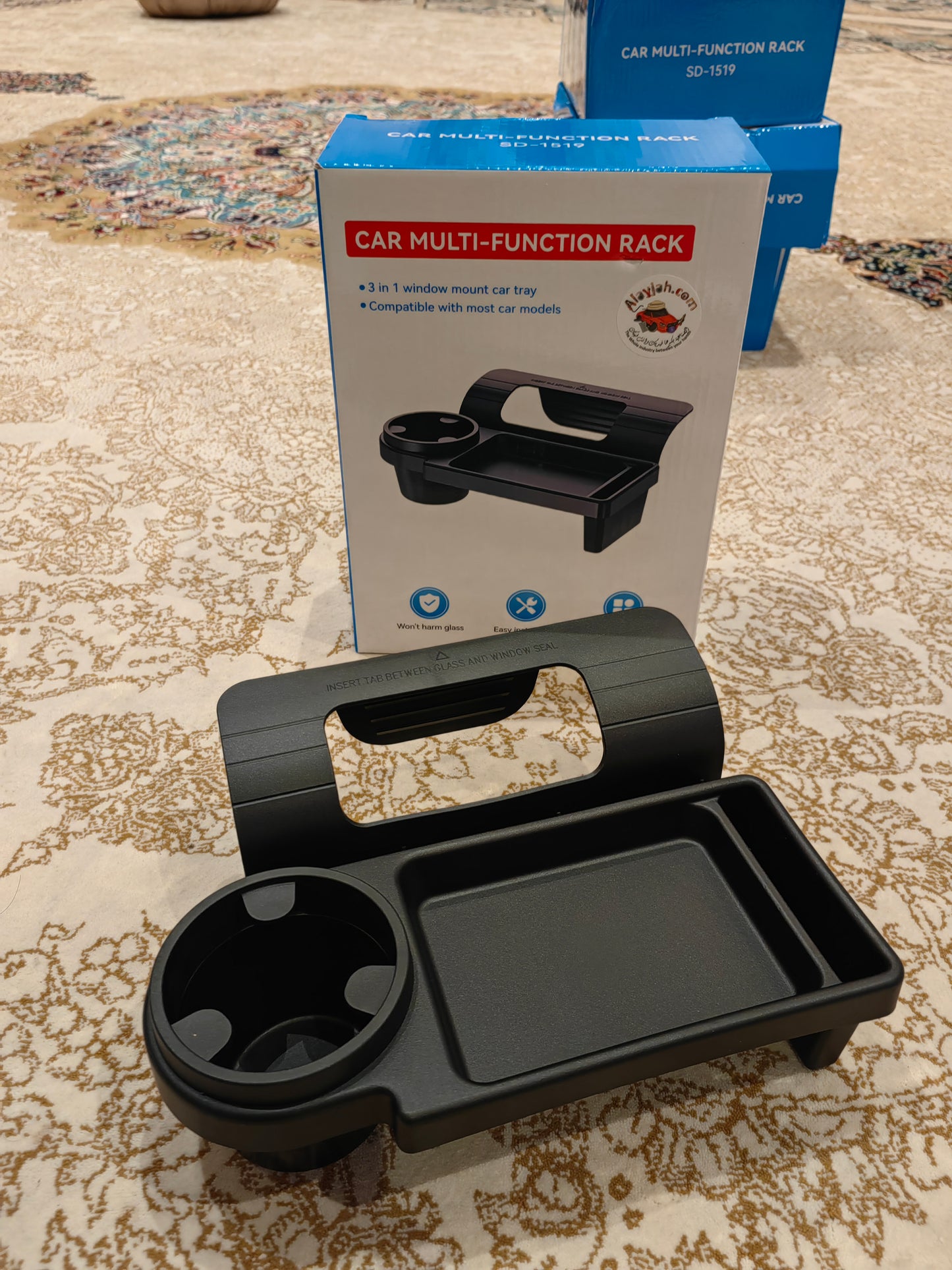 3 in 1 Window Mount Car Tray Cup Holder Phone Holder Multipurpose Car Tray,10400030  صينية سيارة قابلة للتثبيت على النافذة 3 في 1 | حامل أكواب + حامل هاتف + صينية متعددة الاستخدامات