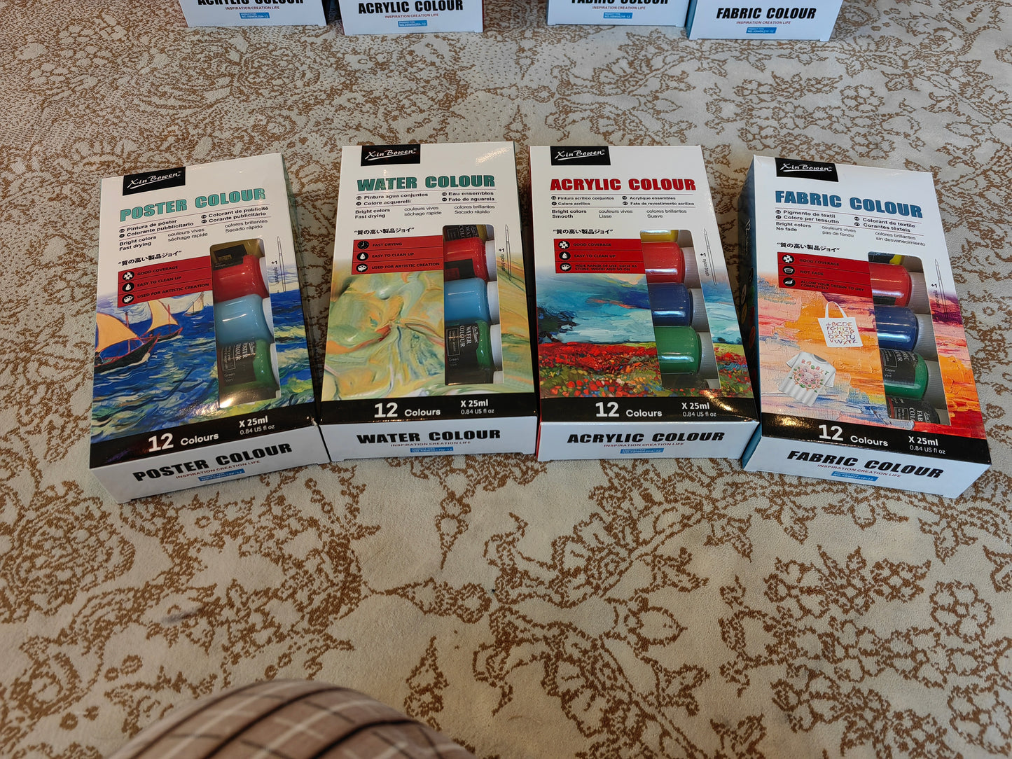 12-Color Fabric Paint & Poster Colour Set, Non-Toxic Pigments, 1 Box for DIY Crafts, Wall Art & Art Students 20100171  ألوان قماش وملصقات من 12 لونًا، أصباغ غير سامة، علبة واحدة للأشغال اليدوية وفن الحائط وطلاب الفنون