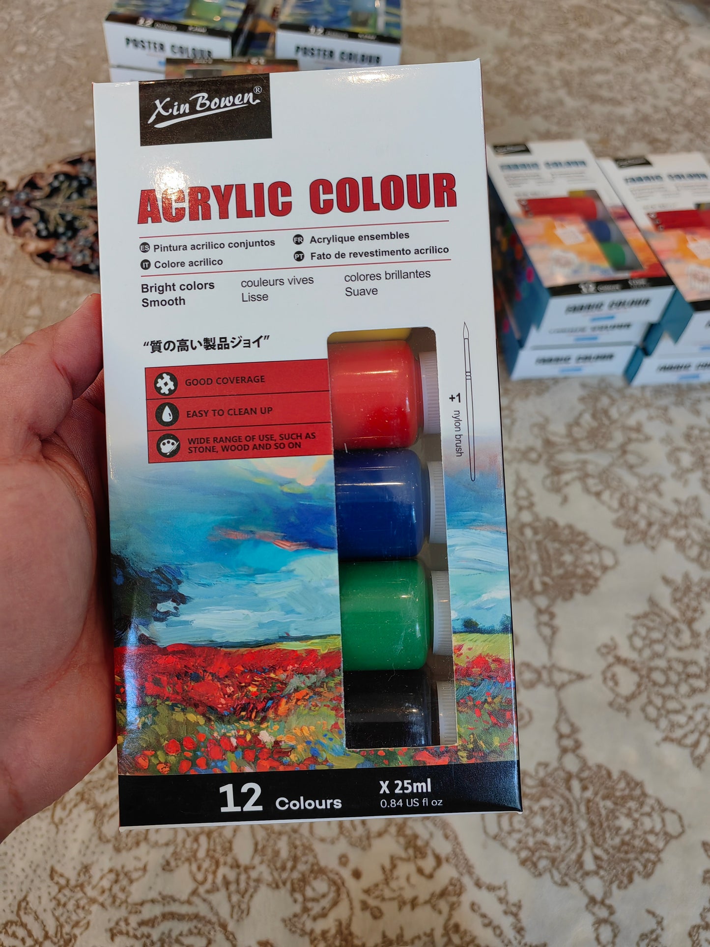 12-Color Poster Paint Set, Non-Toxic Art Kit for Students & Wall Projects  ألوان بوستر من 12 لونًا، آمن وغير سام للطلاب ومشاريع الرسم على الجدران