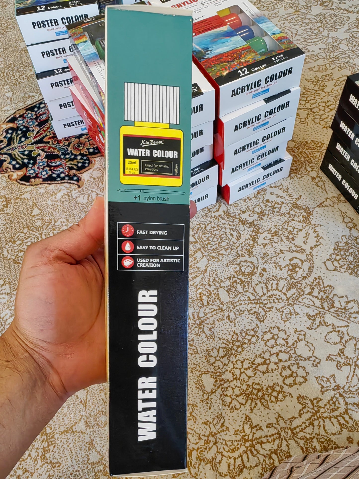 12-Piece Watercolour Paint Kit, Safe Non-Toxic Pigments, Bright & Blendable Art Set for Kids, Students & DIY Painting 20100173  ألوان مائية من 12 قطعة، أصباغ آمنة وغير سامة، طقم رسم زاهي وسهل الدمج للأطفال والطلاب والأعمال اليدوية