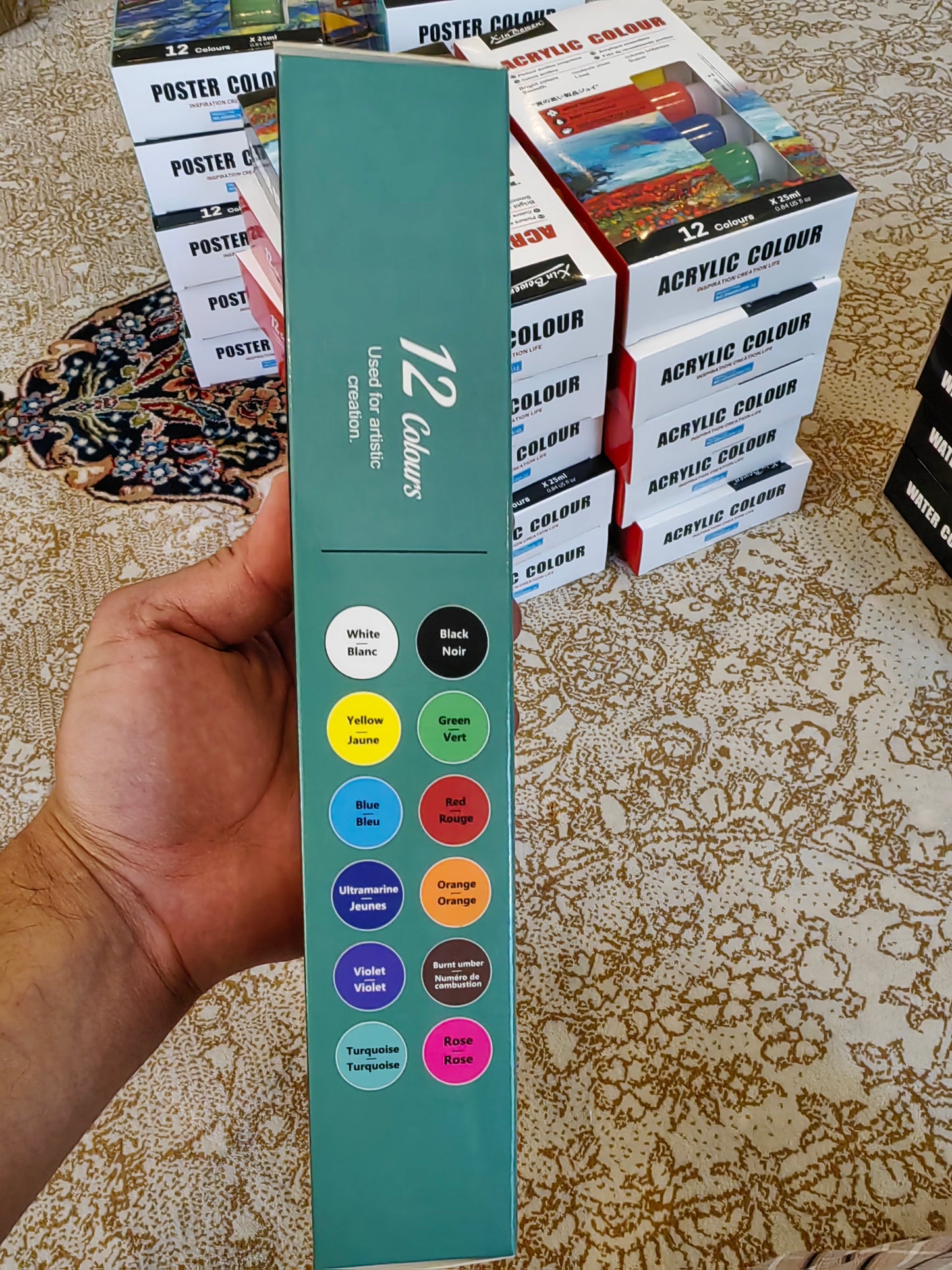 12-Piece Watercolour Paint Kit, Safe Non-Toxic Pigments, Bright & Blendable Art Set for Kids, Students & DIY Painting 20100173  ألوان مائية من 12 قطعة، أصباغ آمنة وغير سامة، طقم رسم زاهي وسهل الدمج للأطفال والطلاب والأعمال اليدوية