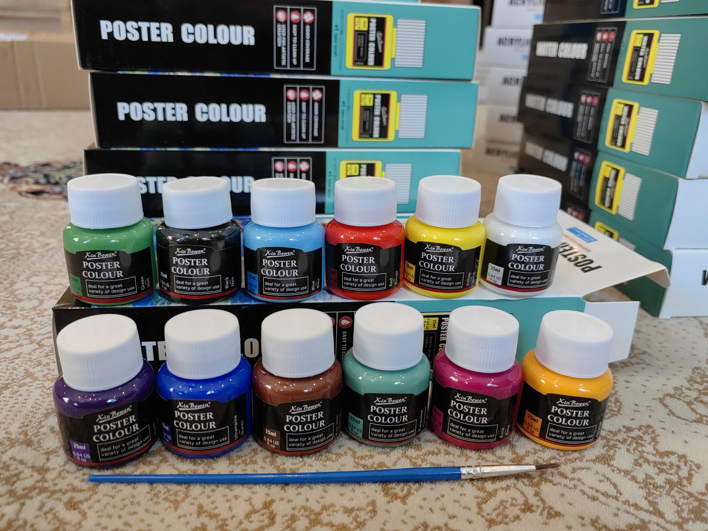 12-Color  Poster Paint Set, Non-Toxic, Hand-Painted, Safe for Kids & Students 20100176  ألوان بوستر 12 لونًا، غير سام، مرسوم يدويًا، آمن للأطفال والطلاب