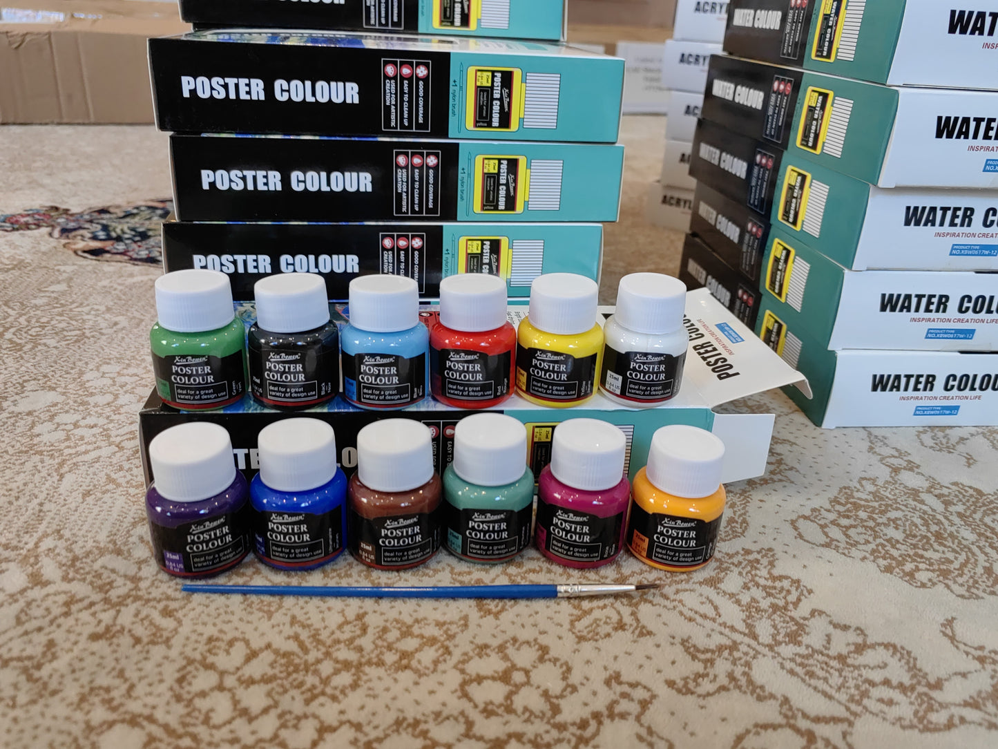 12-Color  Poster Paint Set, Non-Toxic, Hand-Painted, Safe for Kids & Students 20100176  ألوان بوستر 12 لونًا، غير سام، مرسوم يدويًا، آمن للأطفال والطلاب