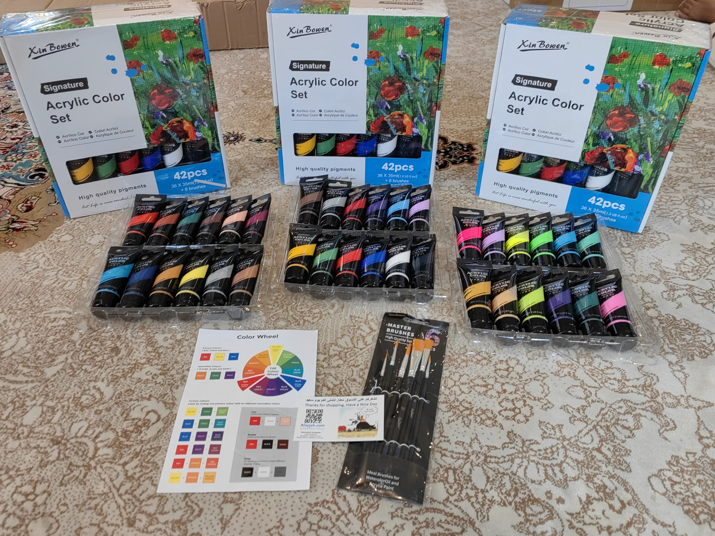 Alayjah, 36-Color Acrylic Paint (35ml Each) with 6 Paint Brushes , Complete Painting & Drawing Tools for Creative Artists 20100180 6 (Special Prices for Sellers اسعار خاصة للتجار )