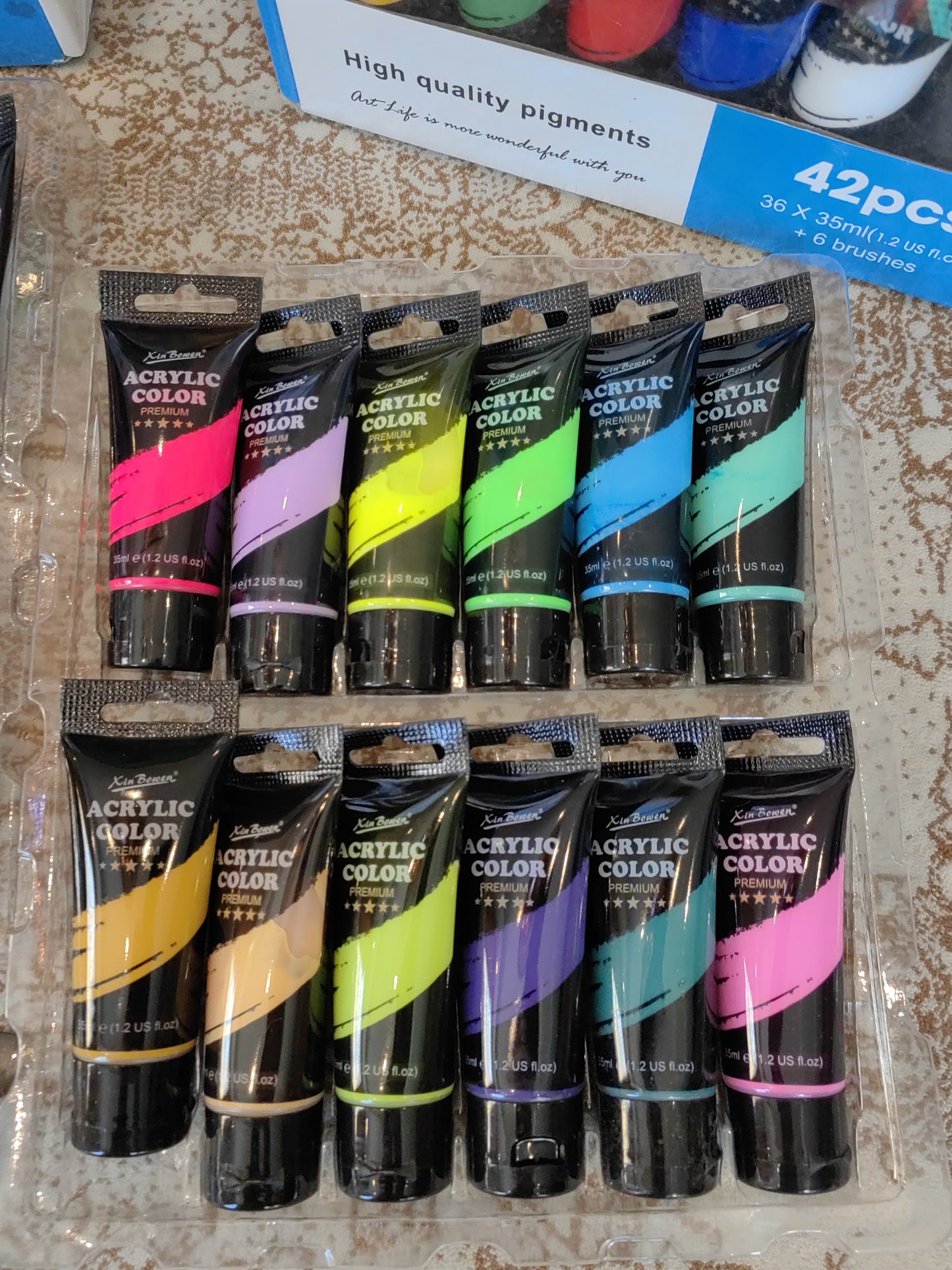 Alayjah, 36-Color Acrylic Paint (35ml Each) with 6 Paint Brushes , Complete Painting & Drawing Tools for Creative Artists 20100180 6 (Special Prices for Sellers اسعار خاصة للتجار )