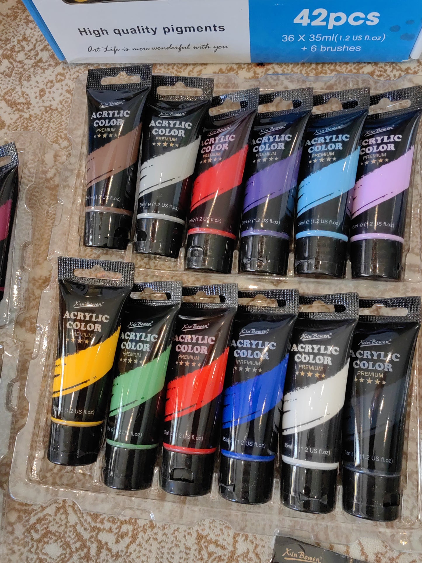 Alayjah, 36-Color Acrylic Paint (35ml Each) with 6 Paint Brushes , Complete Painting & Drawing Tools for Creative Artists 20100180 6 (Special Prices for Sellers اسعار خاصة للتجار )