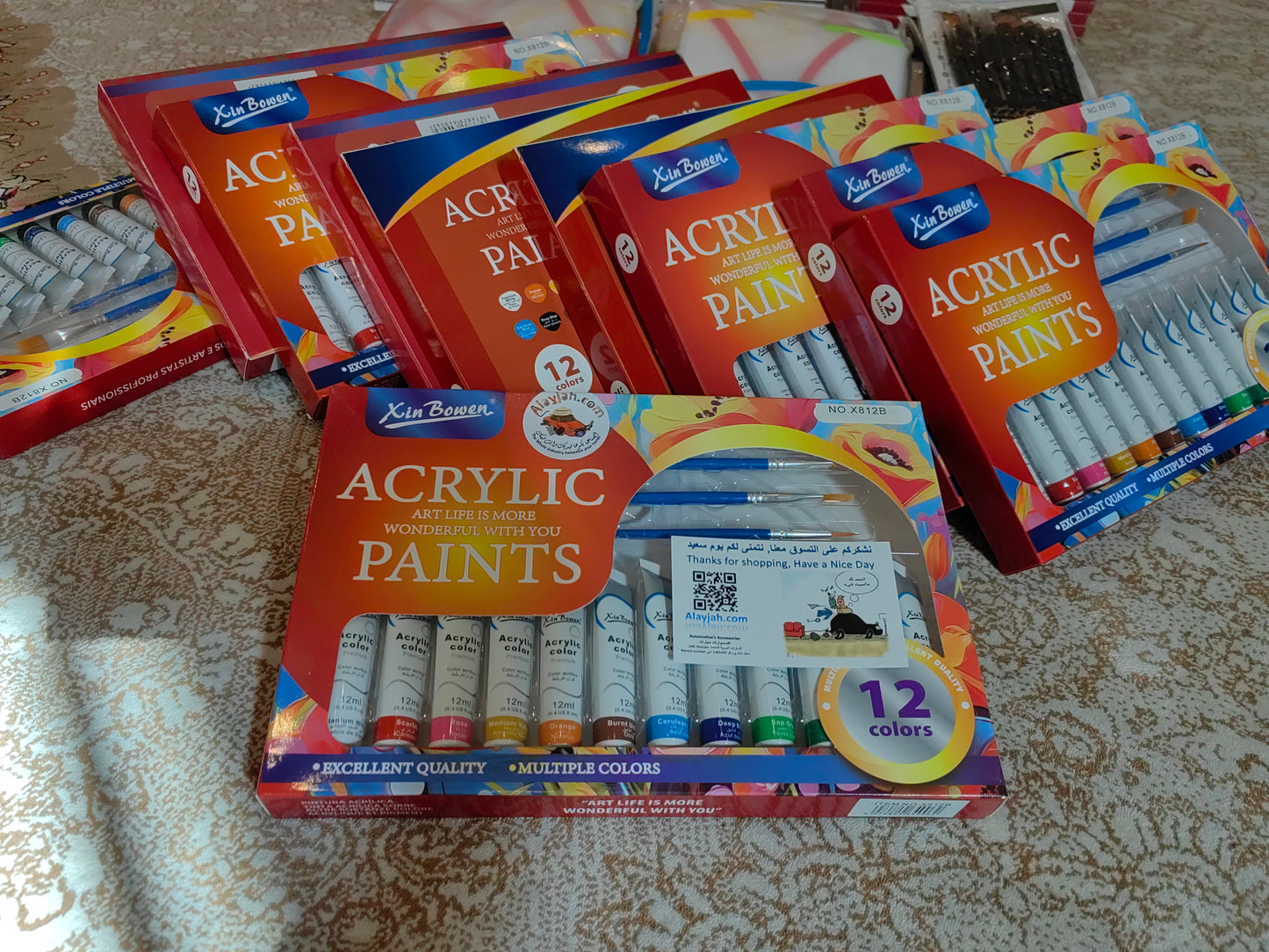 Alayjah, 12-Color Acrylic Paint 12ml Tubes with Brush, Portable Artist Kit for Still Life & Creative Painting 20100200ألوان أكريليك مكونة من 12 لونًا بحجم 12 مل مع فرشاة، طقم فني محمول للرسم والطبيعة الصامتة والإبداع