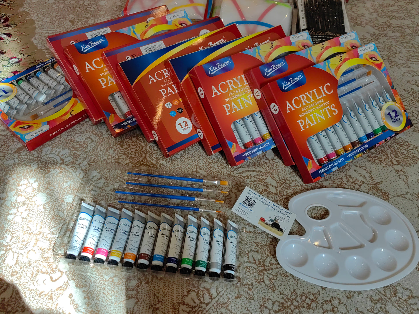 Alayjah, 12-Color Acrylic Paint 12ml Tubes with Brush, Portable Artist Kit for Still Life & Creative Painting 20100200ألوان أكريليك مكونة من 12 لونًا بحجم 12 مل مع فرشاة، طقم فني محمول للرسم والطبيعة الصامتة والإبداع