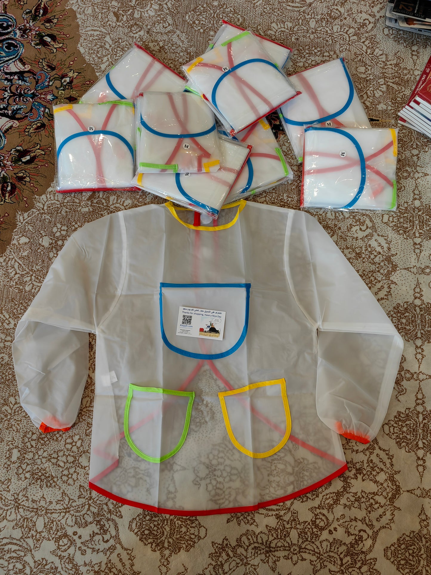 Alayjah, Long-Sleeved Waterproof Painting Apron, 1 Piece, Anti-Stain Art Smock for Kids, Full Coverage & Easy to Clean(Free Size) 20100220 (Special Prices for Sellers اسعار خاصة للتجار )