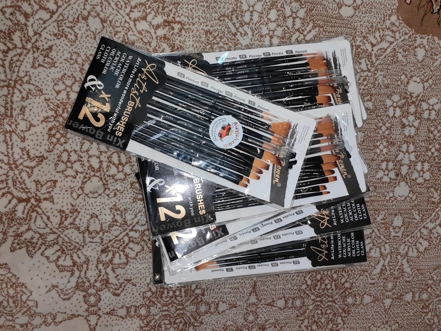 Alayjah 12-Piece Nylon Paint Brush Set for Acrylic, Oil & Watercolor – Versatile & Durable 20100210فرش رسم من النايلون 12 قطعة للأكريليك والزيت والألوان المائية – فرش متعددة الاستخدام ومتينة