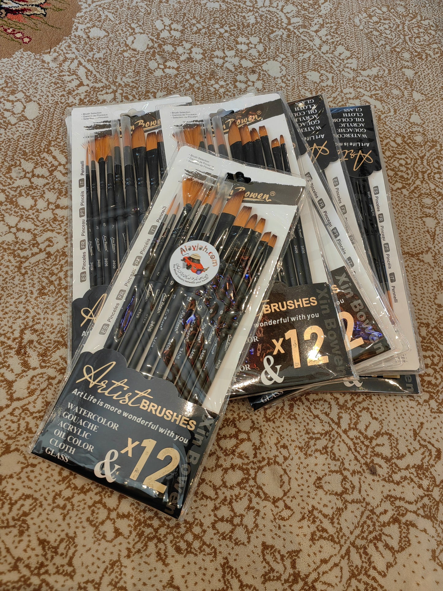 Alayjah 12-Piece Nylon Paint Brush Set for Acrylic, Oil & Watercolor – Versatile & Durable 20100210فرش رسم من النايلون 12 قطعة للأكريليك والزيت والألوان المائية – فرش متعددة الاستخدام ومتينة