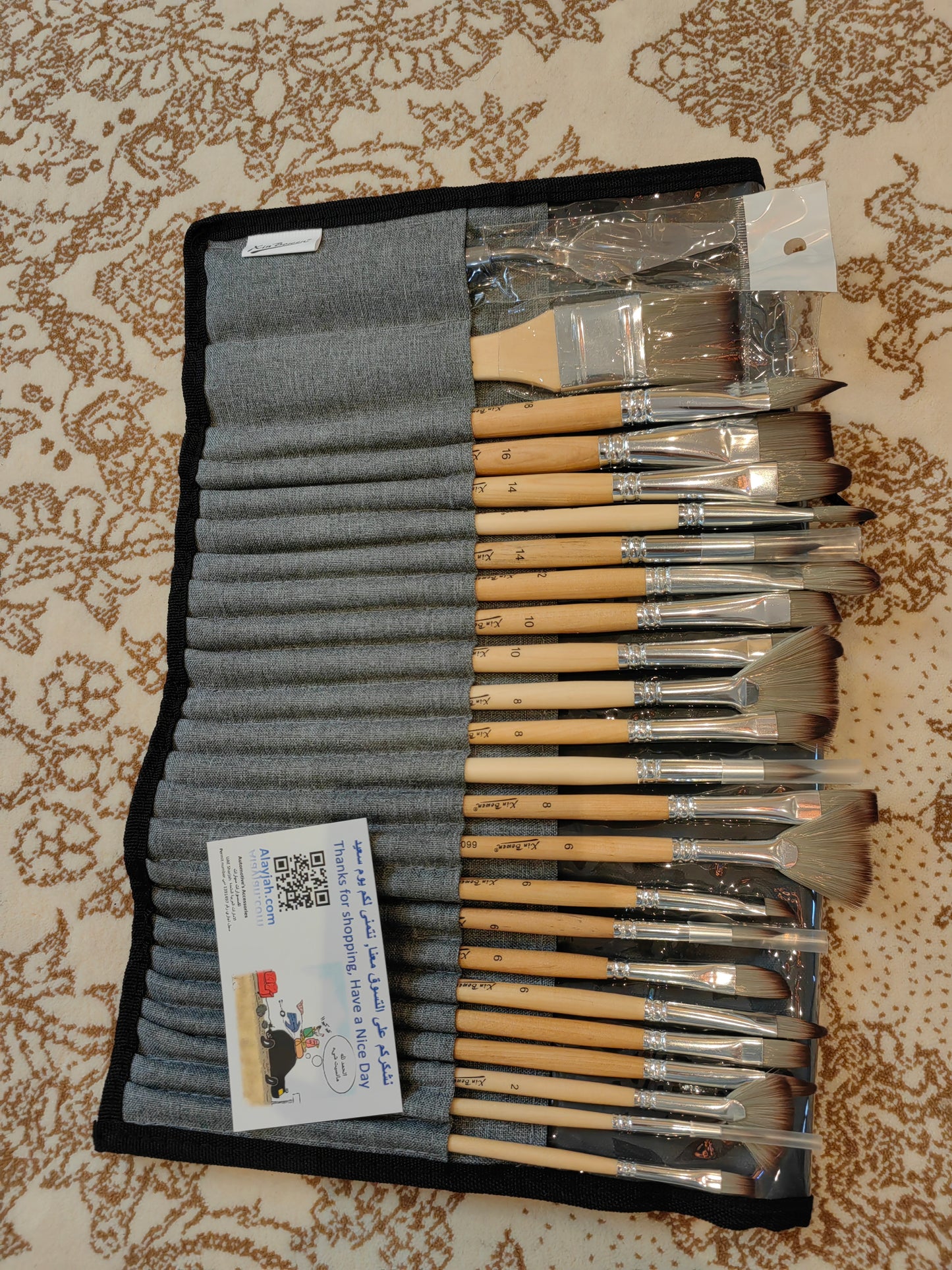 25-Piece Art Paint Brush , Nylon Hair, Smooth Natural Wood Handles, Ideal for Watercolor & Painting، 25 20100320 فرشاة رسم فنية , شعيرات نايلون، مقابض خشبية طبيعية ناعمة، مثالية للألوان المائية والرسم