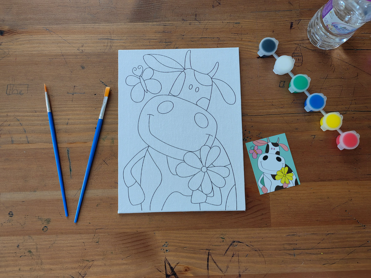 Alayjah, Printed Canvas Panel with Paintbrushes & Paints, 1 Piece, Complete Art Kit for Easy, Fun & Creative Painting لوح كانفاس مطبوع مع فرش وألوان، للرسم السهل والممتع والإبداعي