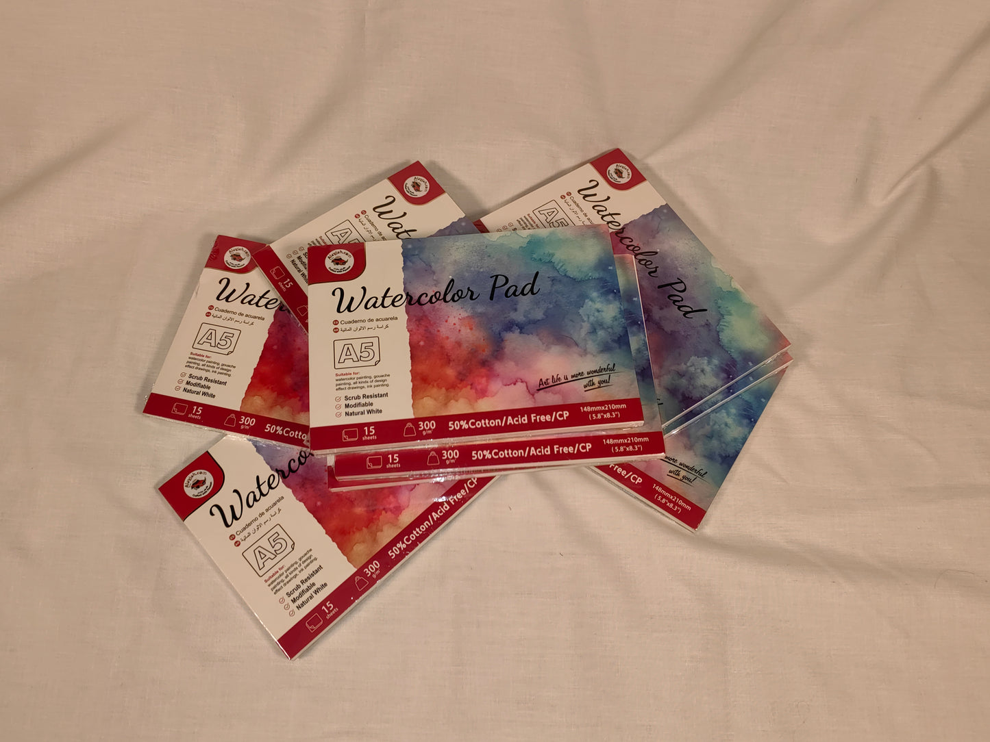 Alayjah, Watercolor Pad,1 Piece, Compact & Durable Painting Paper for Watercolors, Ideal for Travel, Students & Beginners  دفتر ألوان مائية، ورق رسم مدمج ومتين للألوان المائية، مثالي للسفر والطلاب والمبتدئين