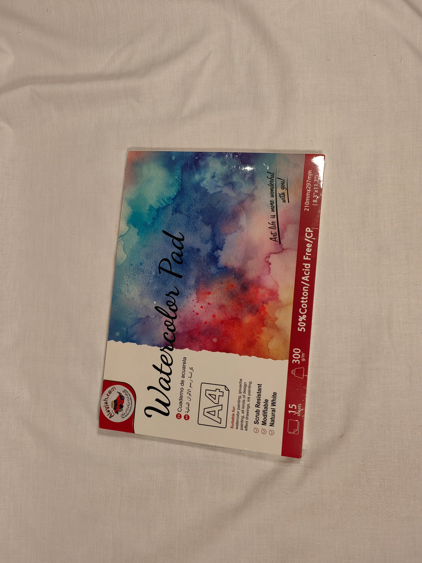 Alayjah, Watercolor Pad,1 Piece, Compact & Durable Painting Paper for Watercolors, Ideal for Travel, Students & Beginners  دفتر ألوان مائية، ورق رسم مدمج ومتين للألوان المائية، مثالي للسفر والطلاب والمبتدئين