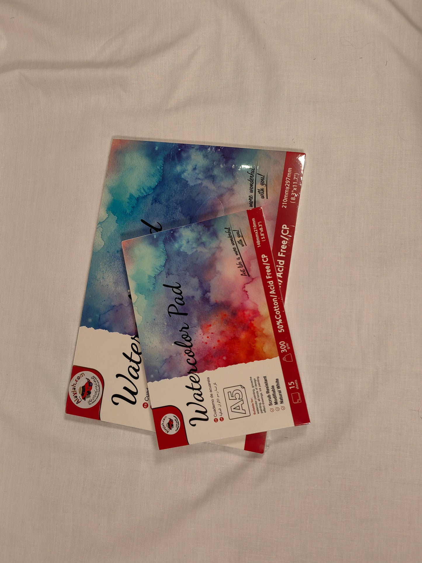 Alayjah, Watercolor Pad,1 Piece, Compact & Durable Painting Paper for Watercolors, Ideal for Travel, Students & Beginners  دفتر ألوان مائية، ورق رسم مدمج ومتين للألوان المائية، مثالي للسفر والطلاب والمبتدئين