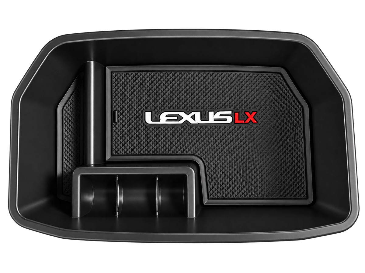 Alayjah Lexus LX 570 Center Console Organizer Tray, Custom-Fit Armrest Storage Box with Non-Slip Mat, Coin Holder & Multi-Compartment Design, Black Car Interior Accessories