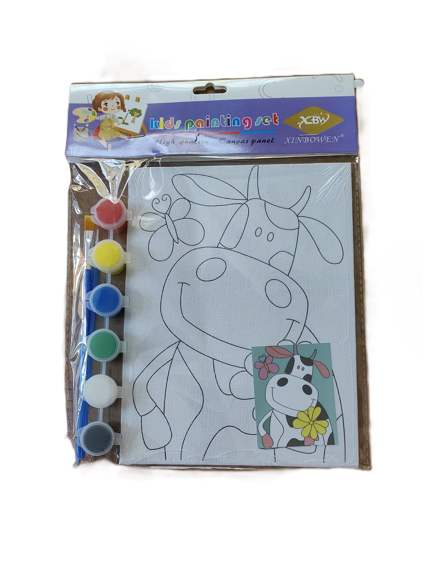 Alayjah, Printed Canvas Panel with Paintbrushes & Paints, 1 Piece, Complete Art Kit for Easy, Fun & Creative Painting لوح كانفاس مطبوع مع فرش وألوان، للرسم السهل والممتع والإبداعي