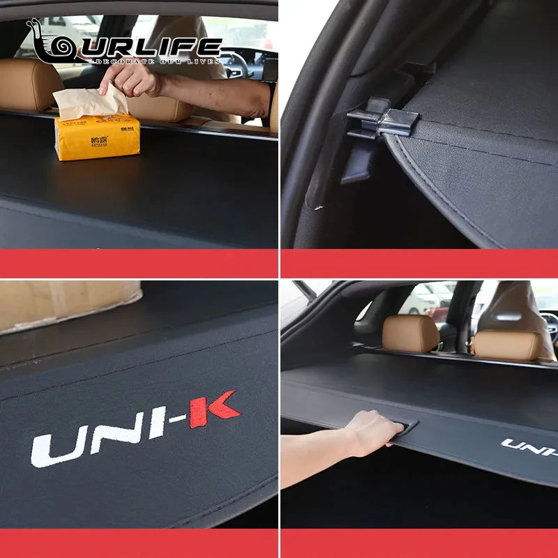 Chang An Unik Uni k 2021 2022 2023 2024 Car Rear Trunk Cargo Cover غطاء للدبة لحماية الاغراض وللامان من السرقة شانجان