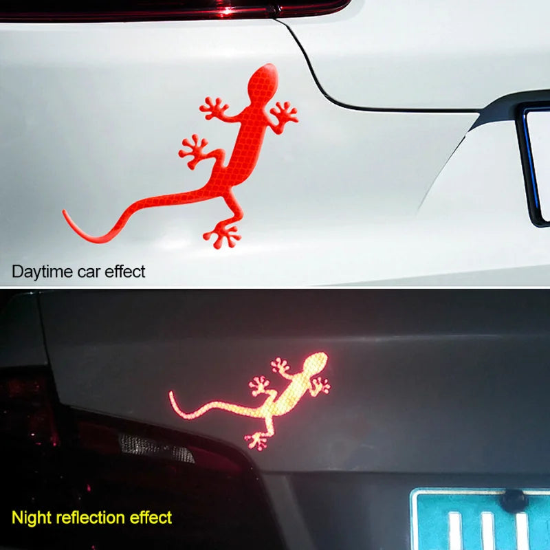 2pcs Car Reflective Stickers Night Driving Warning Signs Gecko Cars Stickers Auto Body Appearance Decals Reflective Stickers. 2 قطعة ملصقات السيارات العاكسة ليلة القيادة علامات التحذير أبو بريص السيارات ملصقات السيارات مظهر الجسم الشارات ملصقات عاكسة