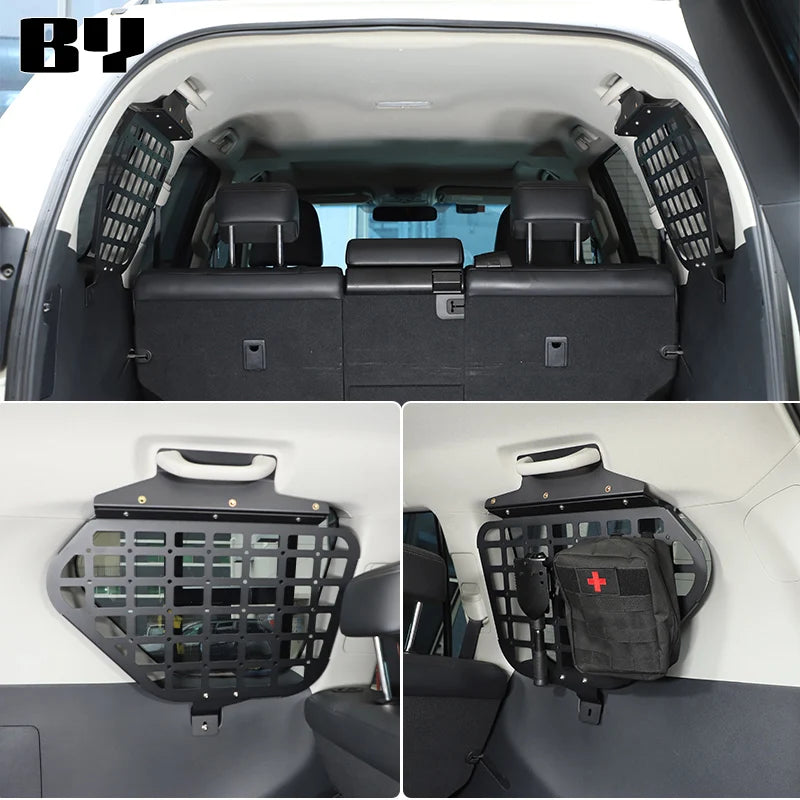 Toyota Prado 2010-2023 Trunk Side Window Shelf Debris Rack Organizer شبك مع درج تنظيم دبة تويوتا برادو