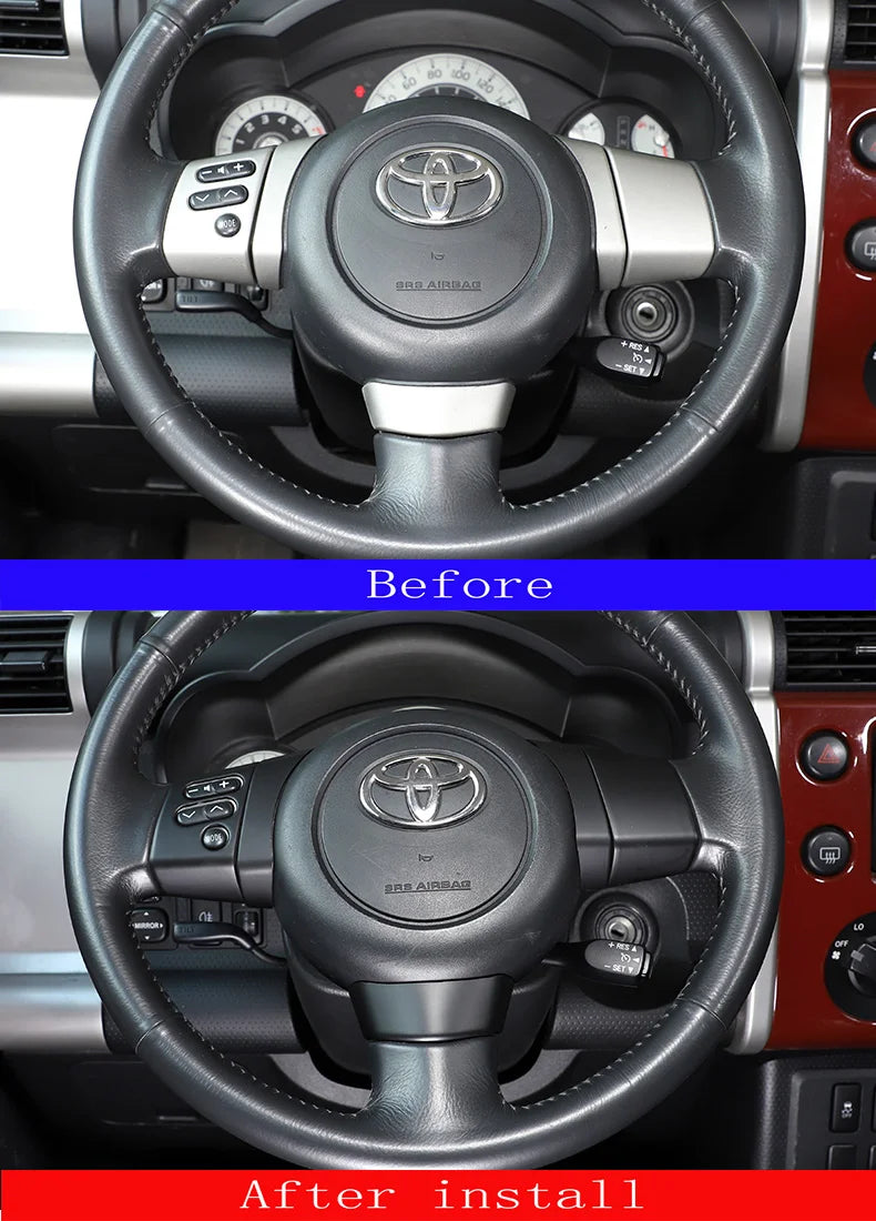 Steering Wheel Cover Button Decoration Trim compatible with Toyota FJ 2007-2021 غطاء سكان مقود تويوتا اف جي