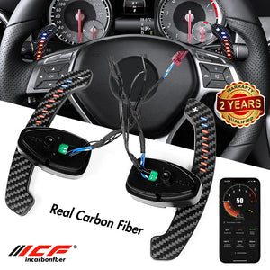Real Carbon Fiber LED Magnetic Paddle Shifter Mercedes Benz X156 X204 C117,X117 W218, X218 R231 GLA GLK CLA CLS SL Class كاربون فايبر حقيقي شفرات تبديل الجير مع اضاءة للتبديلات