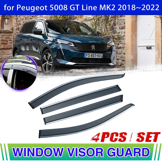 Window Door Visor for Peugeot 5008 P87 GT Line MK2 2018~2022 هوايات نوافذ بيجو