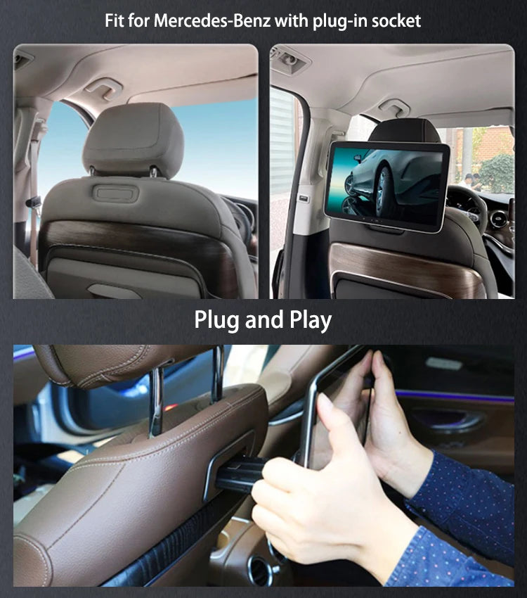 Plug and Play 11.6 Inch Android 12 Headrest Monitor Mercedes Entertainment System S Class E Class C Class شاشات اندرويد ترفية مرسيدس اس كلاس أي كلاس سي كلاس تركب بدون توصيلات وكالة ضمان سنة