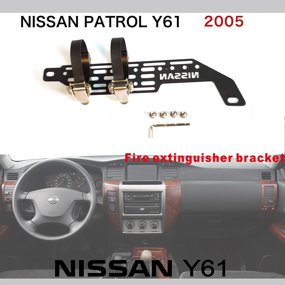 Fire Extinguisher Bracket For Nissan Patrol Y61 Annihilator Holder Seat Bottom Flame Arrester Storage Accessories طفاية حريق قوس لنيسان باترول Y61 حامل المدمر مقعد أسفل لهب صواعق تخزين الملحقات