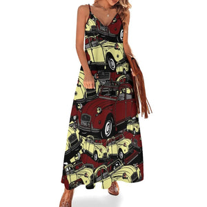 2cv vintage Citroen, retro Sleeveless women's summer jumpsuit dress فستان نسائي صيفي ستروين كلاسيك