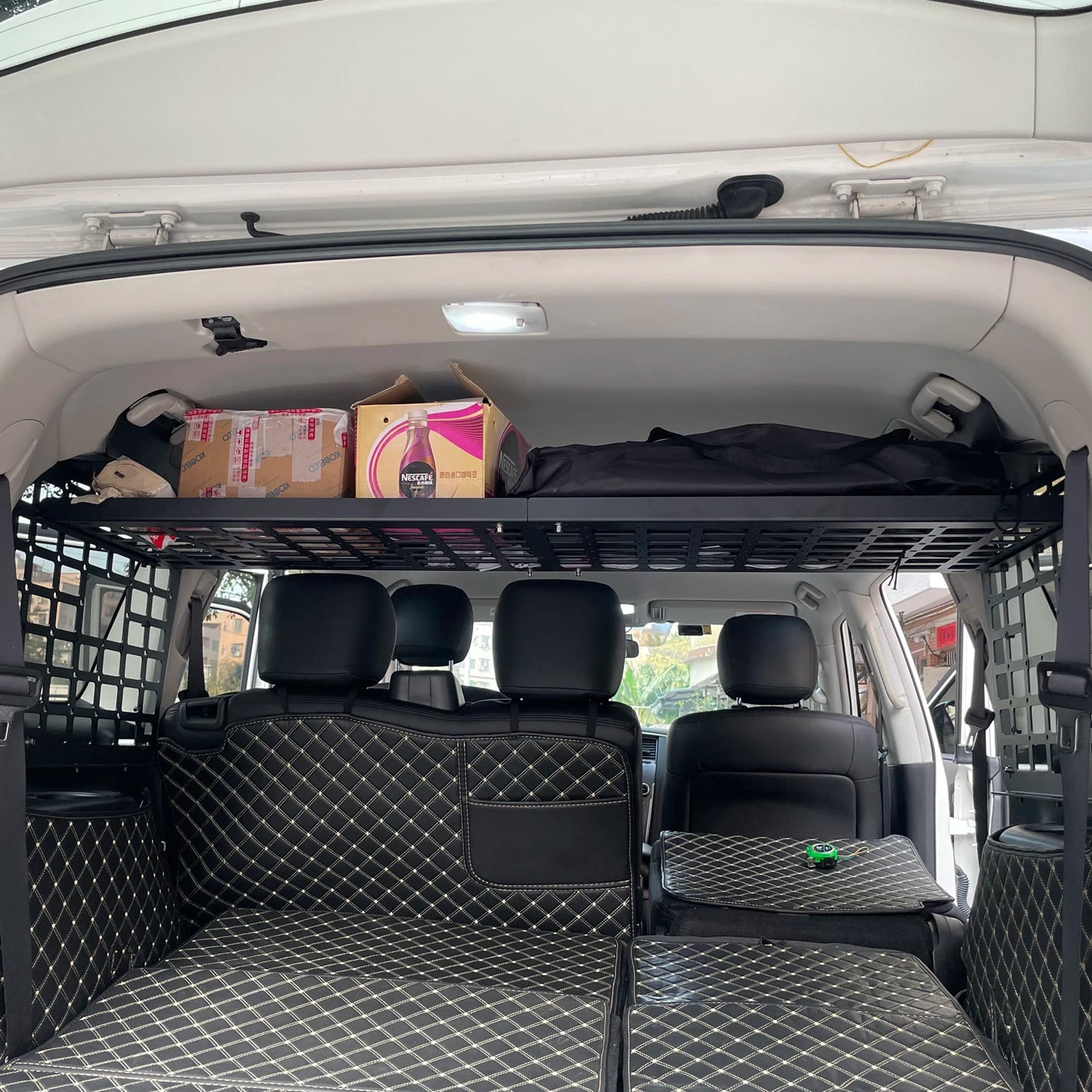 Rear Boot Trunk Cargo Shelf Molle Panels Storage Racks Organizer Compatible with Nissan Patrol Y62  Armada 2010-2023  منظم درج أغراض للمغامرات والرحلات صندوق نيسان باترول