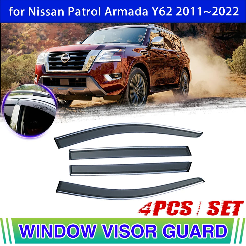 Window Visor for Nissan Patrol Royale Armada Y62 2011~2022 Door Vent   هوايات نيسان بترول