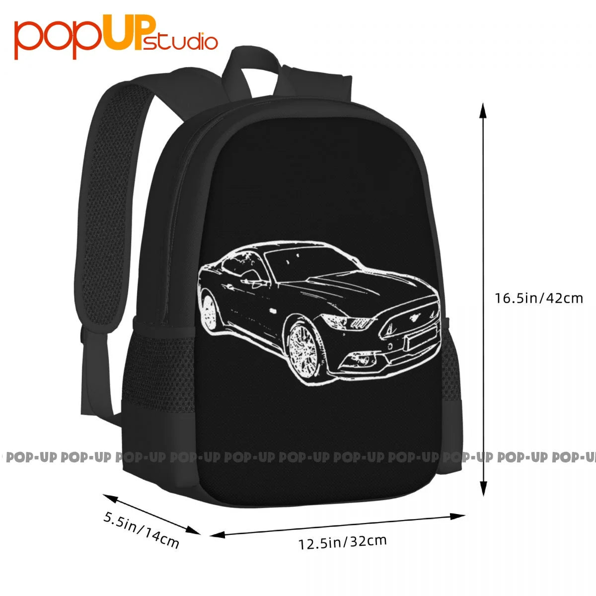 Ford Mustang 2016 Inspired Car Art Backpack Large Capacity Bookbag Shoe Bag Gym Tote Bag Riding Backpack