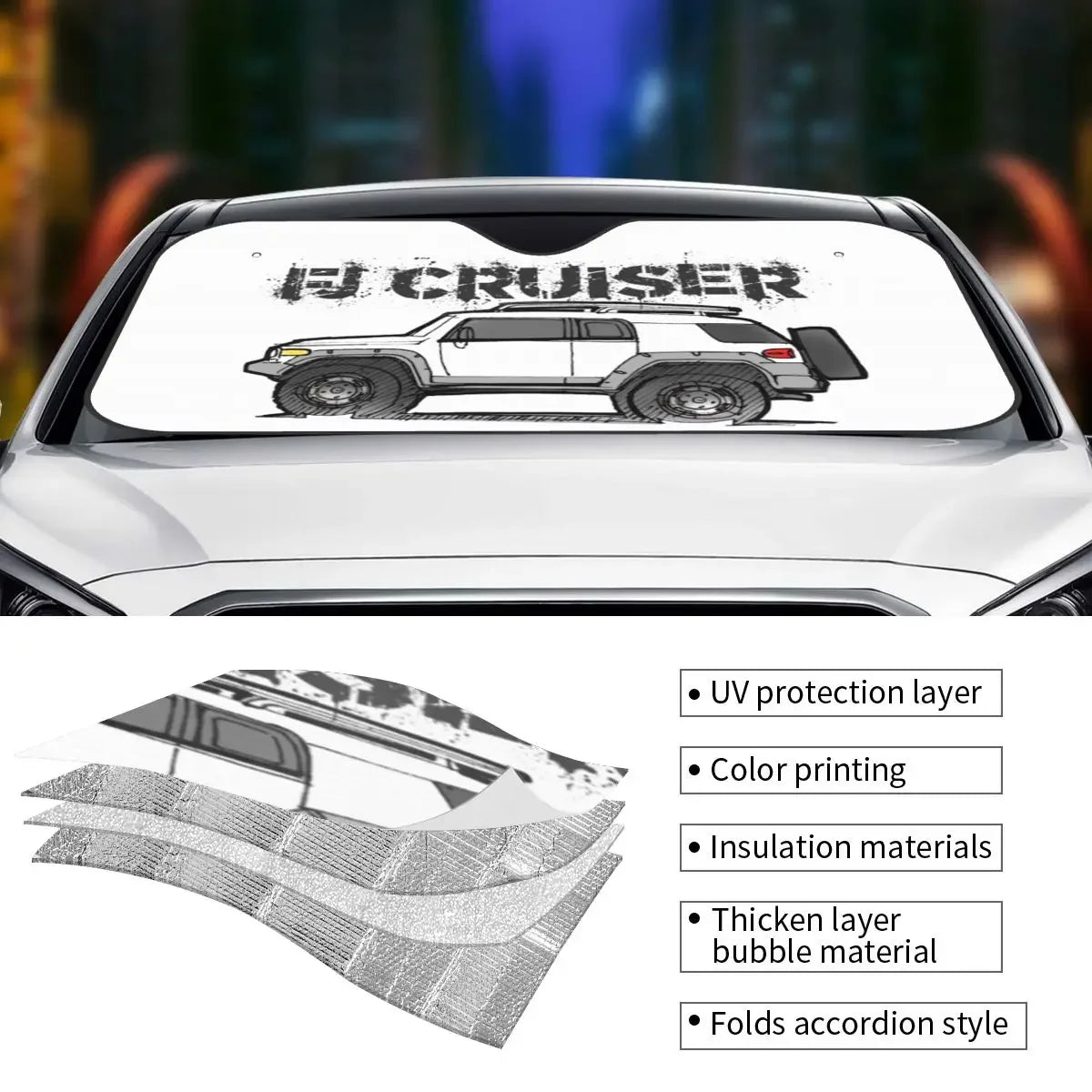 Car Sunshade Windshield for FJ Cruiser SUV .مظلة السيارة الأمامية لسيارة FJ Cruiser SUV