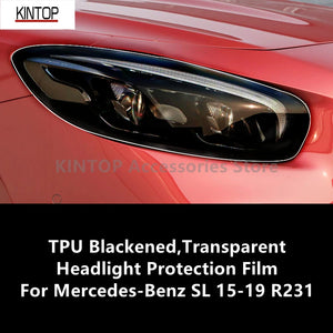 Mercedes-Benz SL 15-19 R231 TPU Blackened, Transparent Headlight Protection جلاد حماية شفاف او مدخن لتيتات شمعاتمرسيدس اس ال