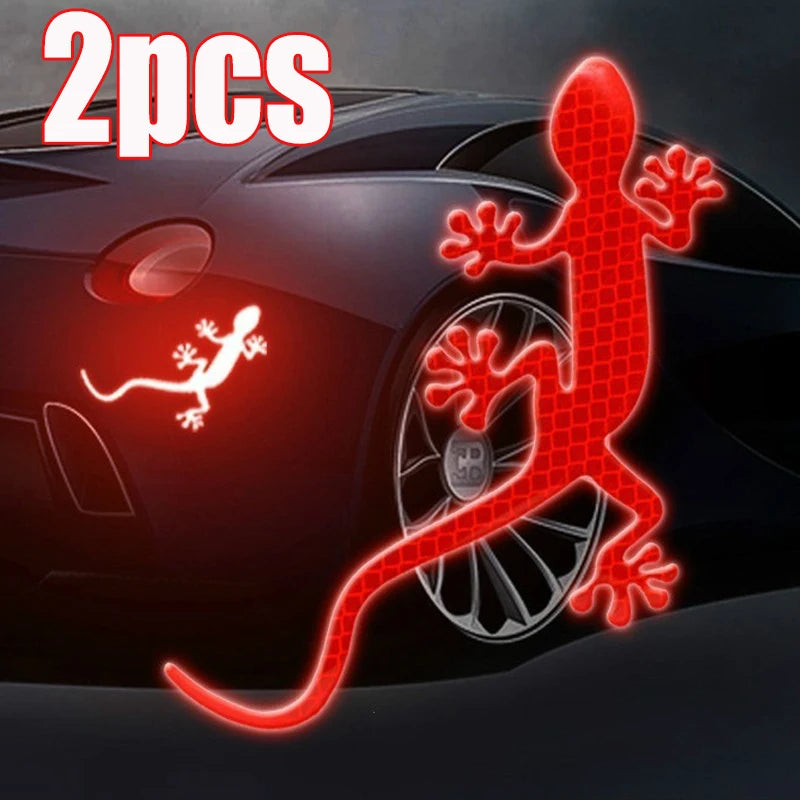 2pcs Car Reflective Stickers Night Driving Warning Signs Gecko Cars Stickers Auto Body Appearance Decals Reflective Stickers. 2 قطعة ملصقات السيارات العاكسة ليلة القيادة علامات التحذير أبو بريص السيارات ملصقات السيارات مظهر الجسم الشارات ملصقات عاكسة