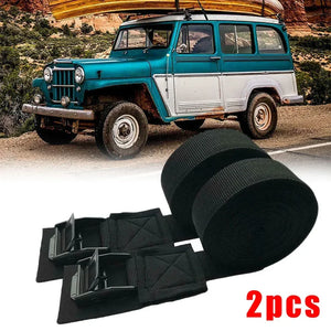 2Pcs Roof Storage Lashing Strap 9.8ft 300cm X 2.5cm احزمة ربط الامتعة الاغراض على سلة سقف السيارة