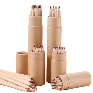 طقم أقلام تلوين خشبية طبيعية مكون من 12 قطعة للأطفال12-Piece Natural Wooden Colored Pencils Set for Kids 20100390