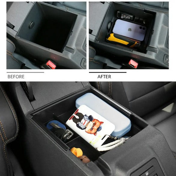 Center Console Organizer Insert Tray & Armrest Storage Box - Compatible with Ford Bronco 2021+,10400150  صينية منظم درج الكونسول الأوسط وصندوق تخزين مسند الذراع - متوافق مع فورد برونكو 2021+