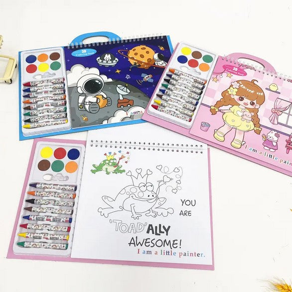 Alayjah, Custom Kids Coloring Book with Crayons, 1 Pc, Educational Activity & Pretend Play Set for   20100480 دفتر تلوين مخصص للأطفال مع أقلام شمع، نشاطات تعليمية ولعب تخيلي لمرحلة ما قبل المدرسة