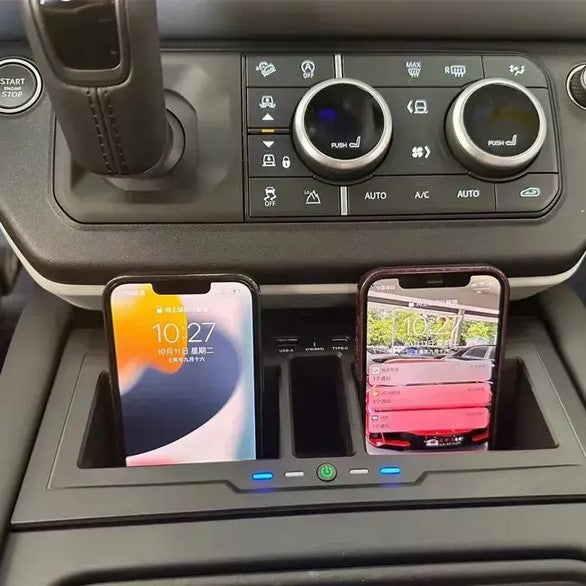 ضمان لمدة سنة واحدة صندوق تخزين حامل شاحن سيارة لاسلكي - متوافق مع LR Defender 90/110 2D/4D (2020+)One year warranty Wireless Car Charger Mount Storage Box – Compatible with LR Defender 90/110 2D/4D (2020+),10500130