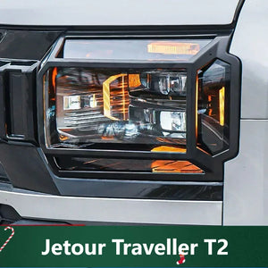 Cherry Jetour Traveller T2 2023 2024 Matte Black Headlight Cover غطاء ليتات مصابيح امامية جيتور لون اسود مات غير لامع
