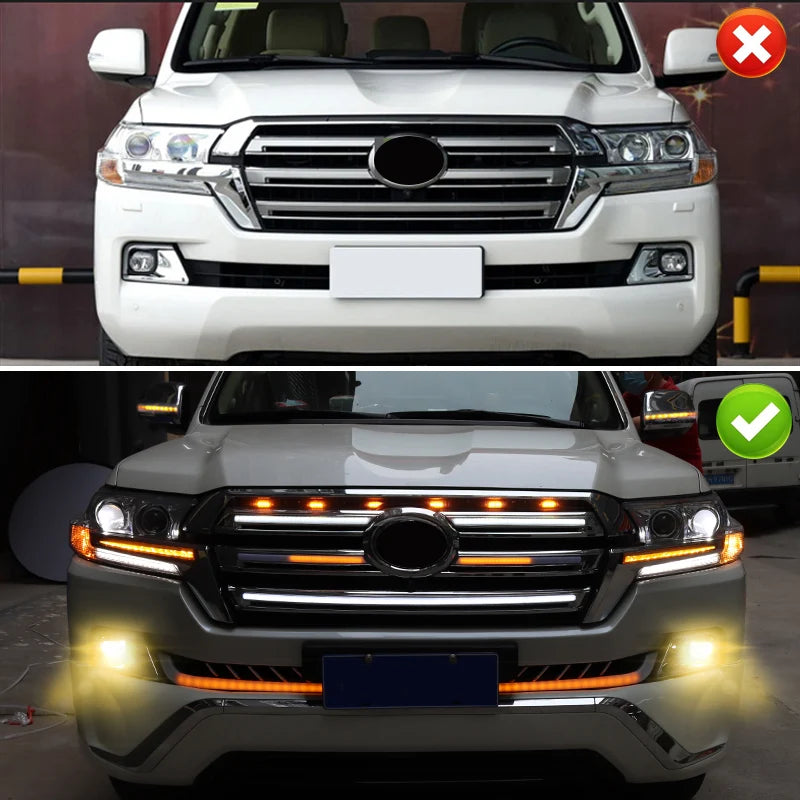 Grille Dynamic LED Light Front Bumper lamp for Toyota Land Cruiser 200 LC200 2016-2021 2020 Decoration Accessories Width Lamp