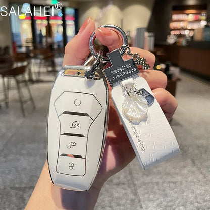 Soft TPU Car Key Case Cover Shell For BYD Song PRO Han EV Max Tang DM 2018 غطاء مفتاح سيارة صينية بي واي دي