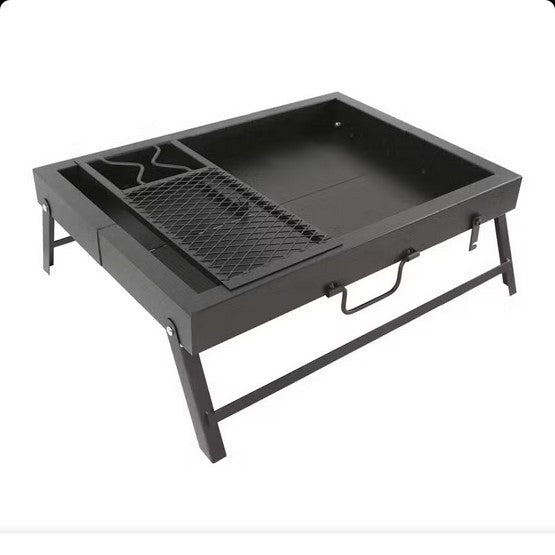 3-in-1 Foldable BBQ Grill with Carry Bag, Gas Hose, and Moveable Support شواية شواء قابلة للطي 3 في 1 مع حقيبة حمل، خرطوم غاز، ودعامة قابلة للتحريك